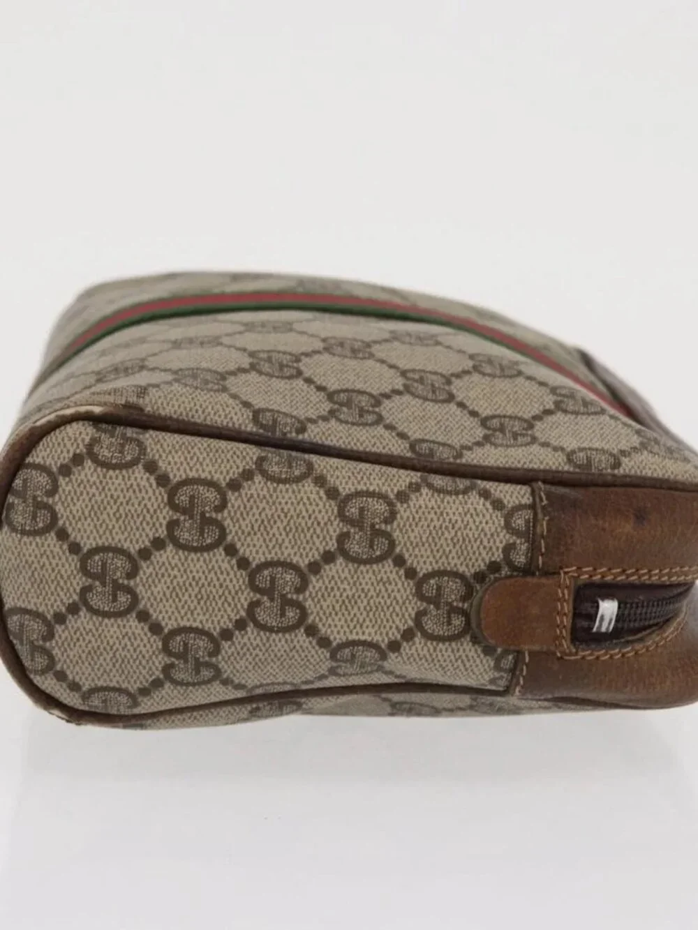 GUCCI GG Canvas Web Sherry Line Clutch Bag Beige 37-014-3553 Auth 169513